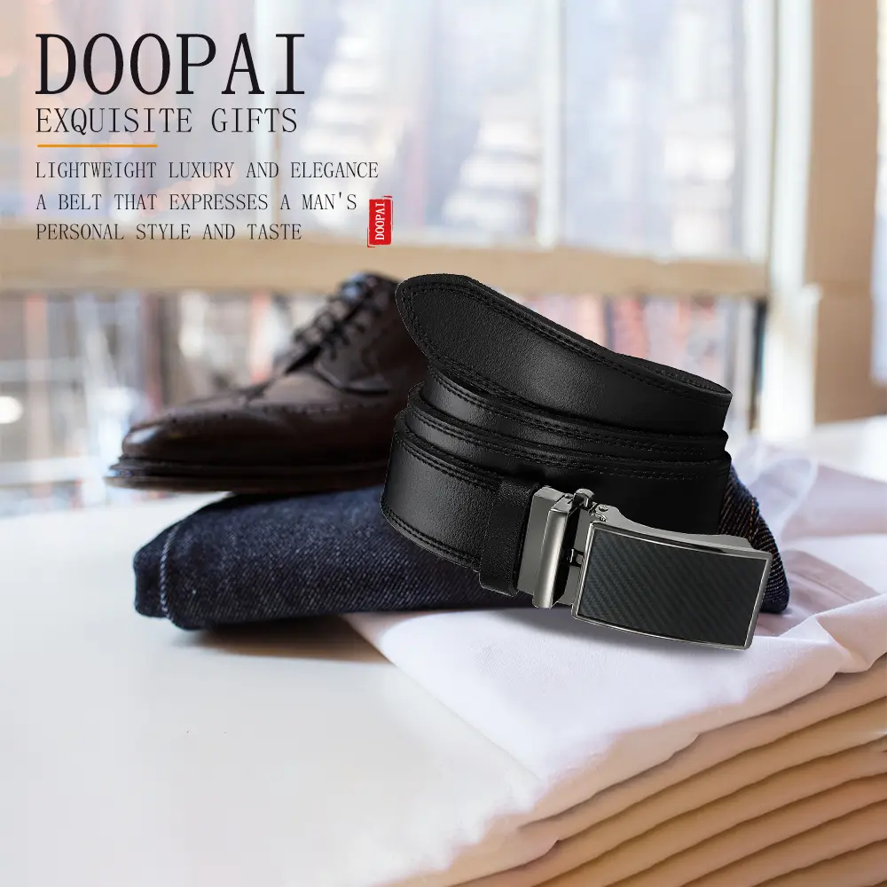 Men's Brand Belt High-quality Genuine Leather Luxury Belt Men's Black Belt Metal Automatic Buckle Multi Color Selection 125cm