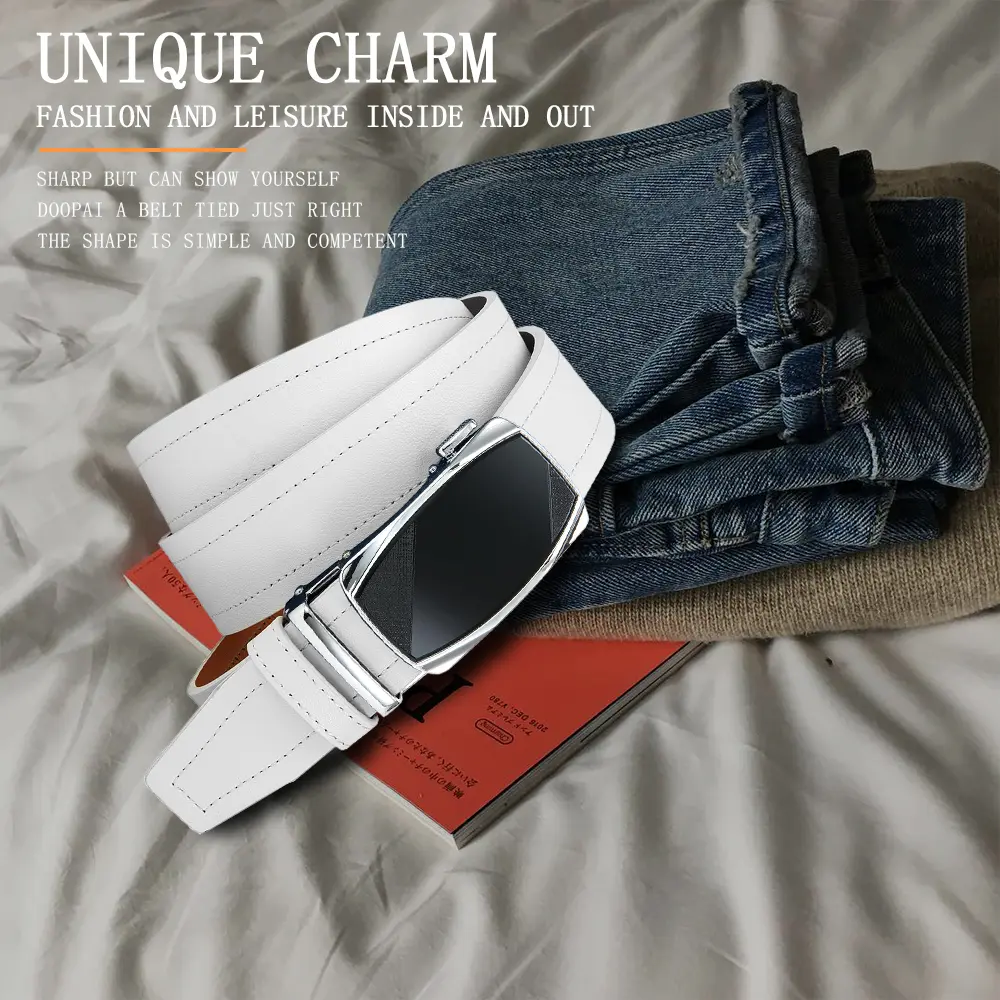 Men's Fashionable Leather Belt Men's High-quality Leather Business Automatic Buckle Ratchet Belt Randomly Adjustable Multi Color
