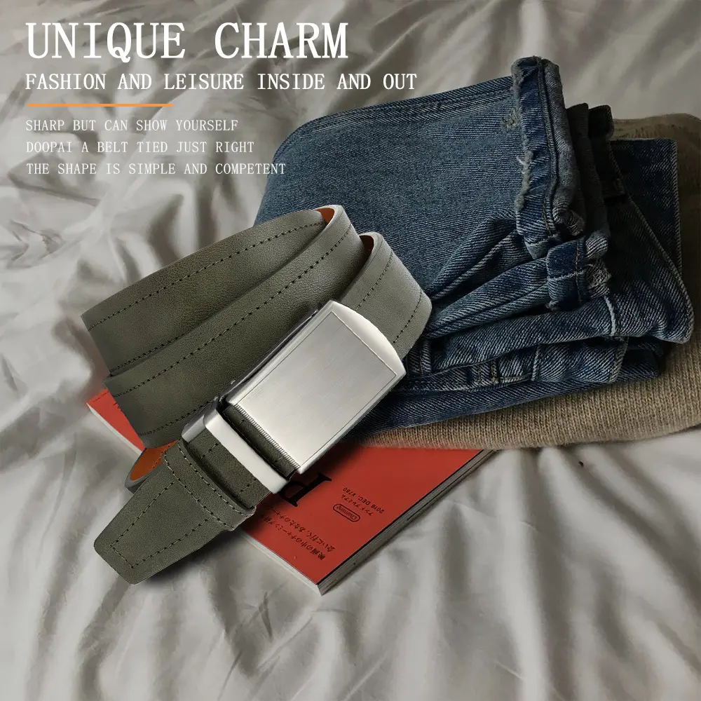 DOOPAI Fashion Men's High Quality PU Belt Multi Occasion Business Style Fashion Belt Automatic Buckle Multi Color