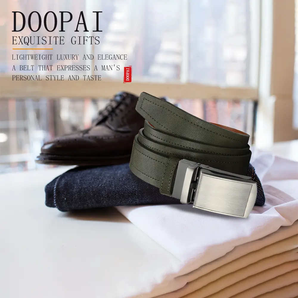 DOOPAI Fashion Men's High Quality PU Belt Multi Occasion Business Style Fashion Belt Automatic Buckle Multi Color