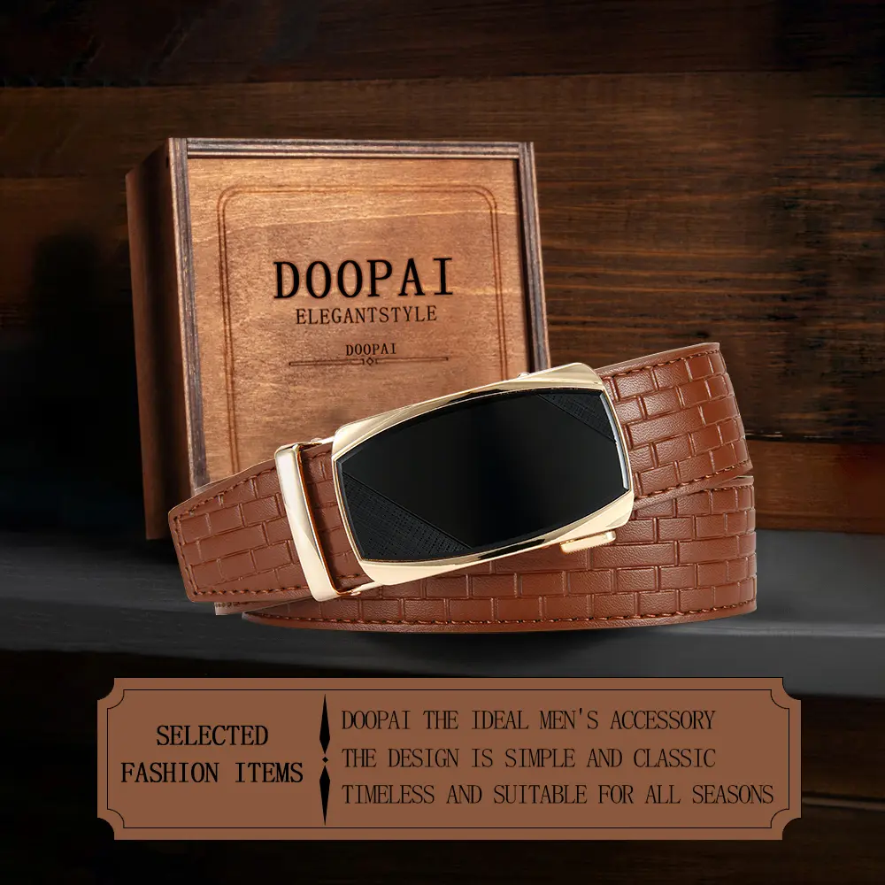 Men's Leather Belt, Metal Automatic Buckle, High-quality Men's Casual Business Leather Strap, Men's Luxury Jeans Accessories