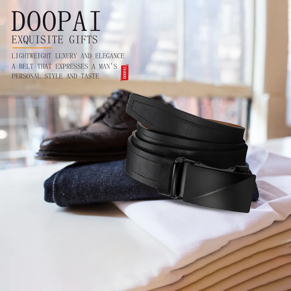 Men's Fashionable Leather Belt Men's High-quality Leather Belt Business Automatic Buckle Ratchet Belt Randomly Adjustable