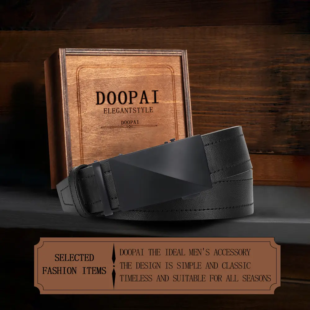 Men's Fashionable Leather Belt Men's High-quality Leather Belt Business Automatic Buckle Ratchet Belt Randomly Adjustable