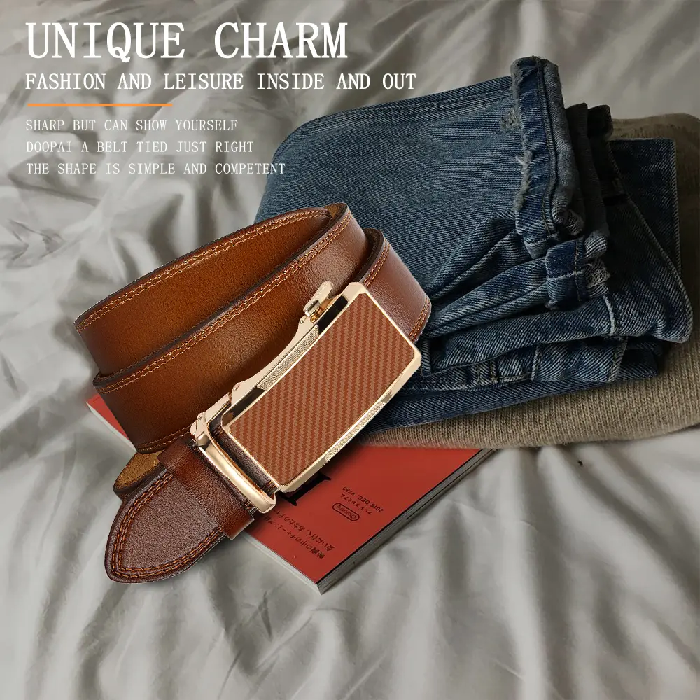 Men's Genuine Leather Belt Automatic Buckle High-quality Cowhide Business Strap Men's Luxury Jeans Men's Accessories Multi Color