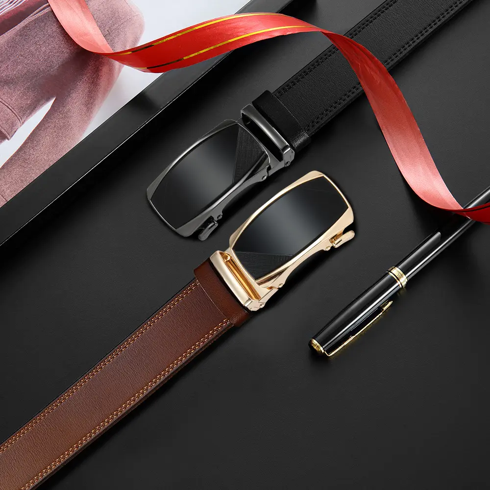 Men Belts Leather Waist Strap Male Automatic Buckle Waistband Mens High Quality Girdle Belts for Women Men Gifts 105 115 125cm
