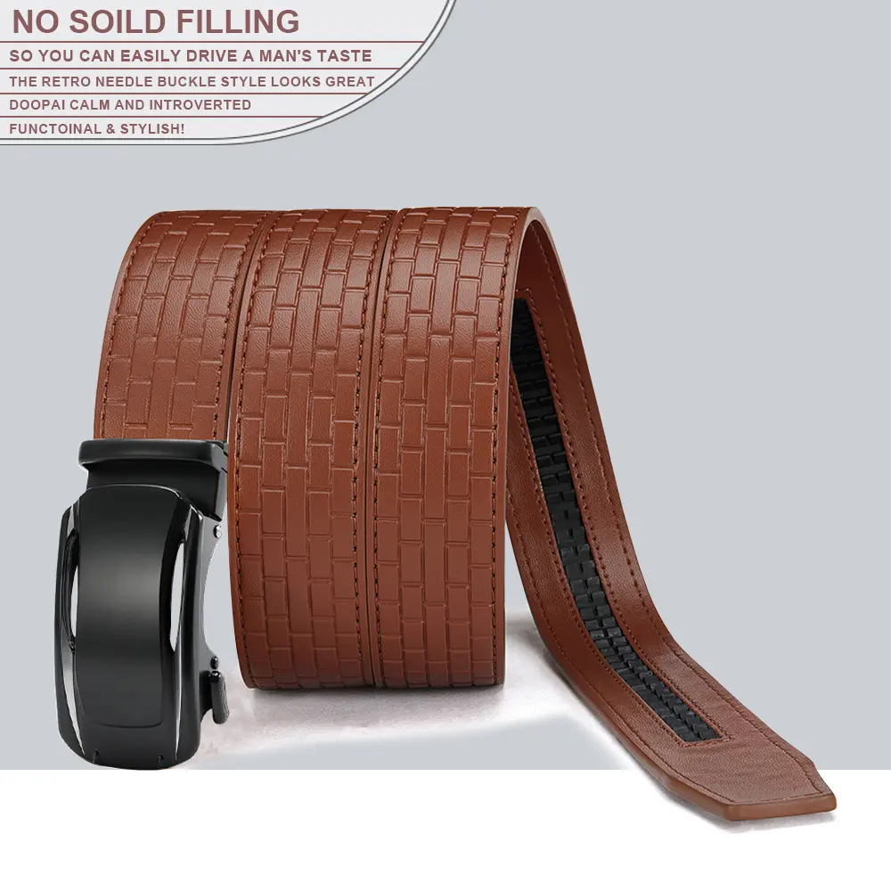 DOOPAI Men Leather Business Belt Automatic Genuine Leather Fashion Belts Ratchet Luxury Belts Men's Trouser Belt Belt for Men