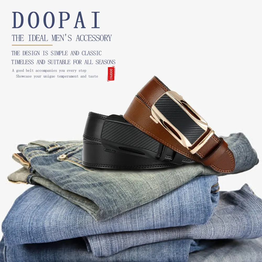 Men Belt Luxury Brand Metal Automatic Car Buckle Genuine Leather Belts for Men Waist Strap Business Cowboy Waistband Male 125cm