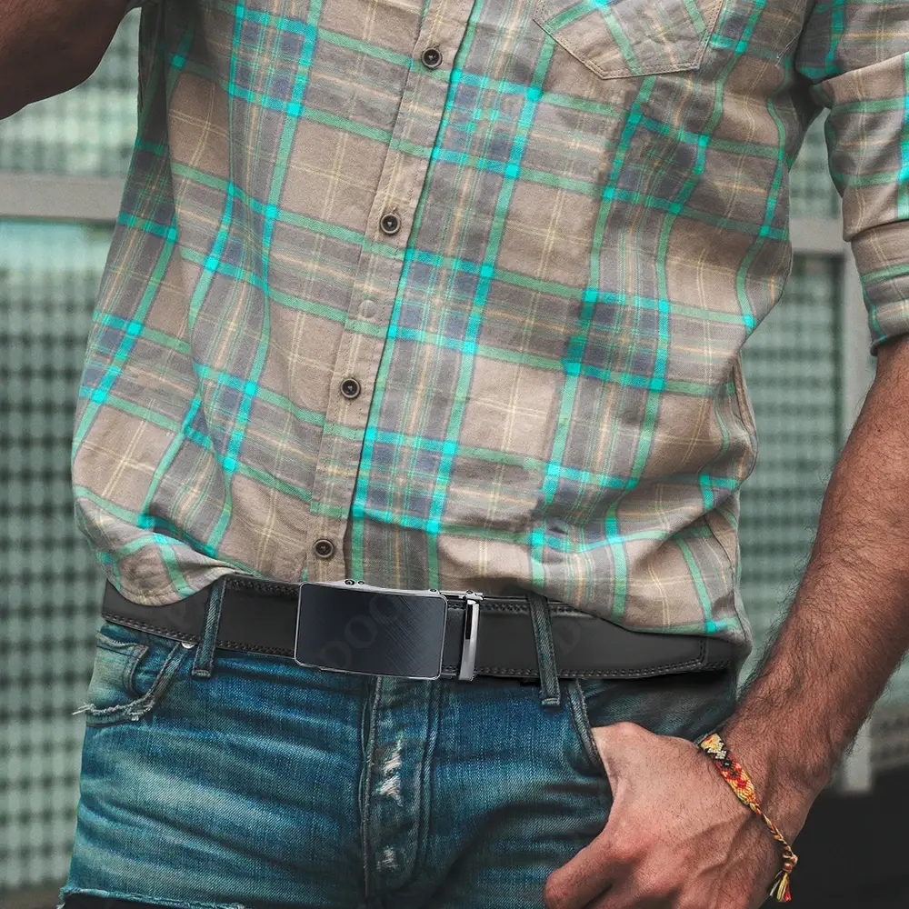 Men's Belt Leather Ratchet Belt Men's Dress and Casual Adjustable Buckle - Fashionable Business Style Belt/strap