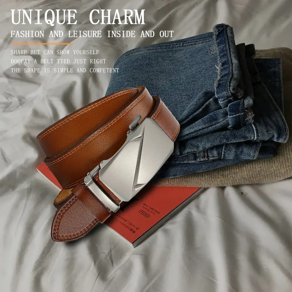 2025 New Men Fashion Belt Quality Genuine Luxury Leather Belt for Jeans Pairing Male Strap Male Metal Automatic Buckle