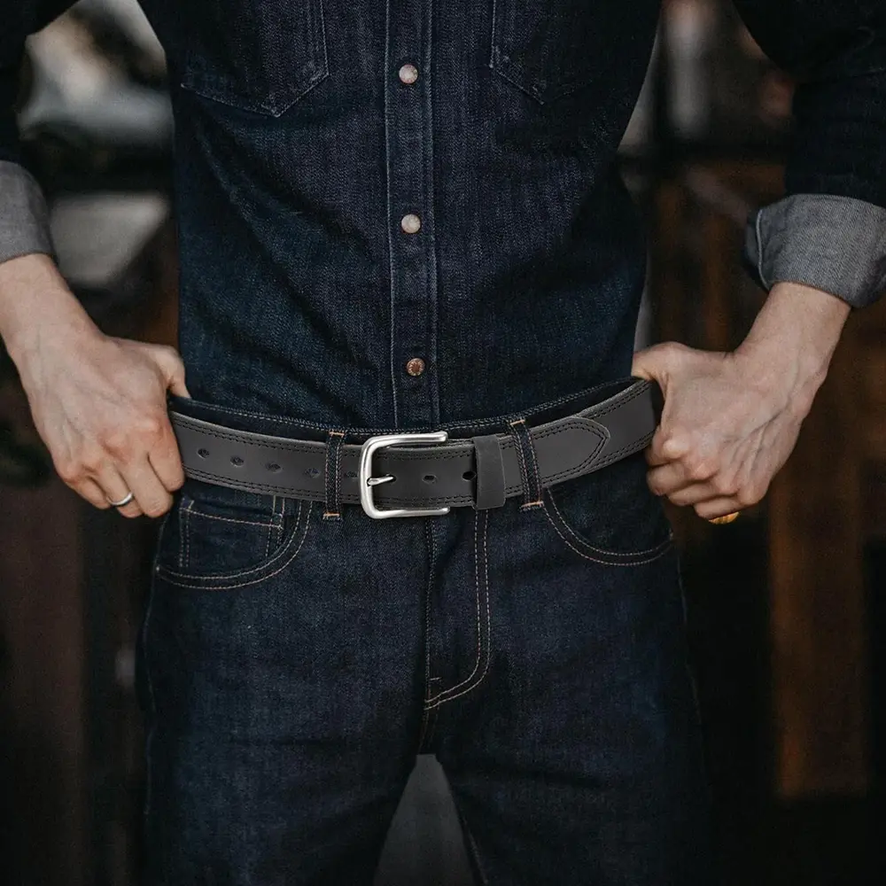 Genuine Leather For Men's High Quality Buckle Jeans Cowskin Casual Belts Business Cowboy Waistband Male Fashion Designer 115 125