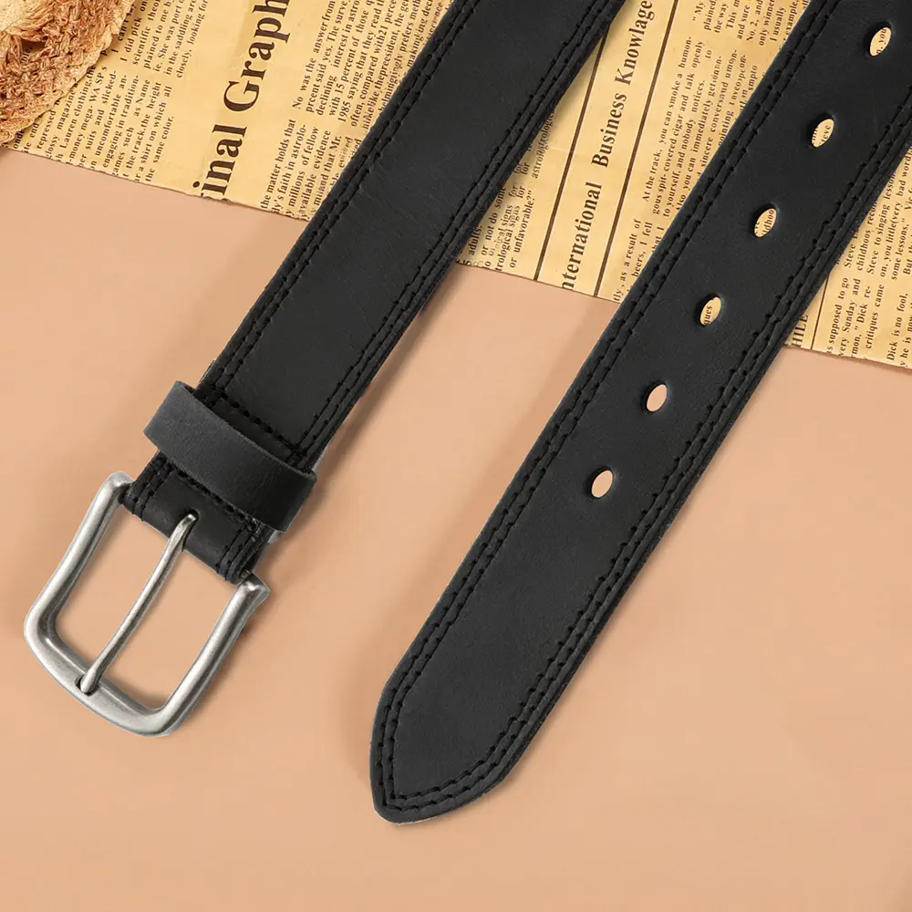 Genuine Leather For Men's High Quality Buckle Jeans Cowskin Casual Belts Business Cowboy Waistband Male Fashion Designer 115 125