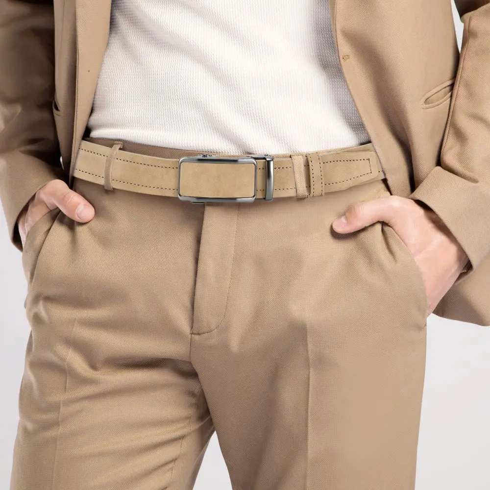 Fashionable Men's Leather Belt Men's High-quality Leather Belt Business Automatic Buckle Ratchet Belt Randomly Adjustable