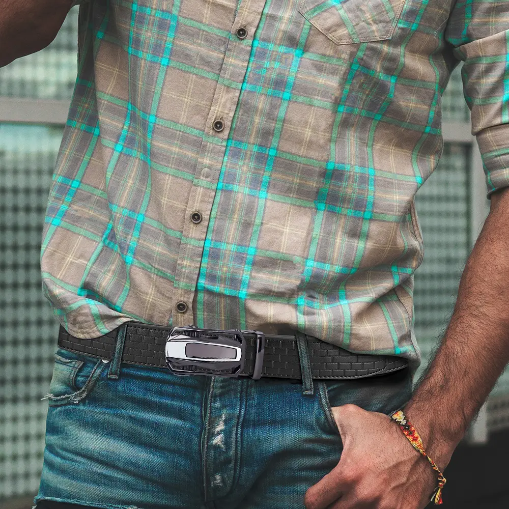 New Mens Belt Automatic Genuine Leather Luxury Belt of Men Male Metal Automatic Buckle Designer High Quality Waist Belt Black