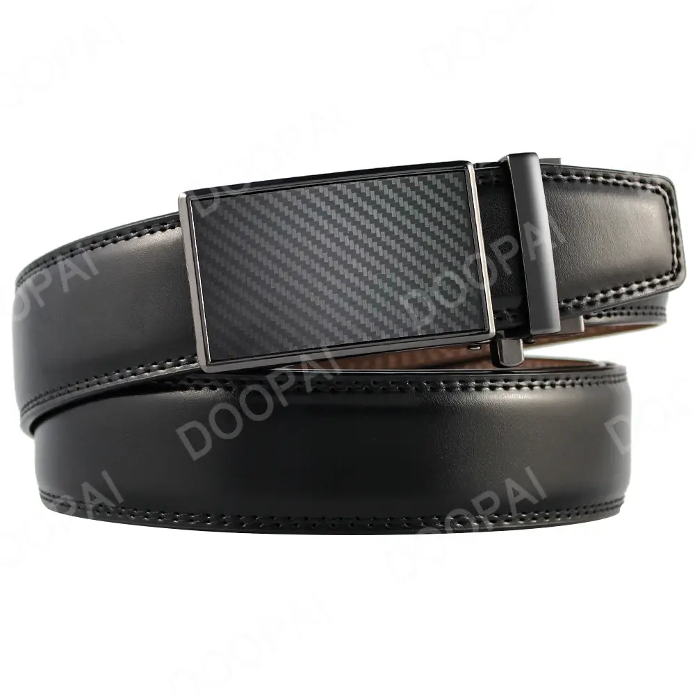 Mens Leather Belt Metal Automatic Genuine Leather Belts Leisure Fashion Ratchet Belts for Men Pants Fashion Genuine Leather Belt