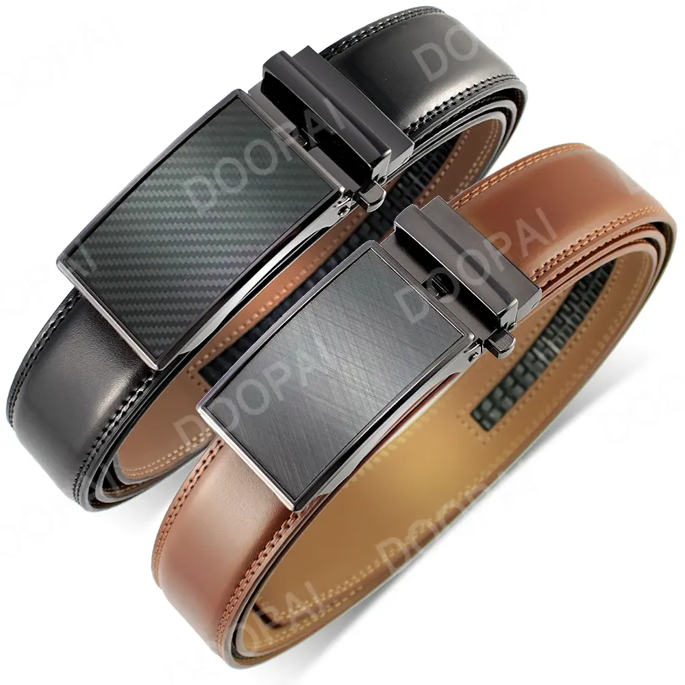 Mens Leather Belt Metal Automatic Genuine Leather Belts Leisure Fashion Ratchet Belts for Men Pants Fashion Genuine Leather Belt