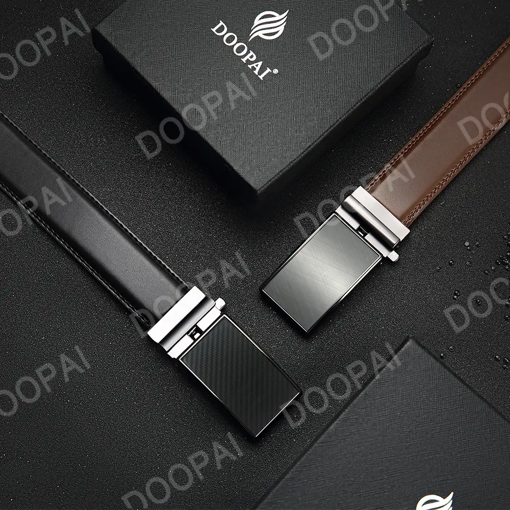Mens Leather Belt Metal Automatic Genuine Leather Belts Leisure Fashion Ratchet Belts for Men Pants Fashion Genuine Leather Belt