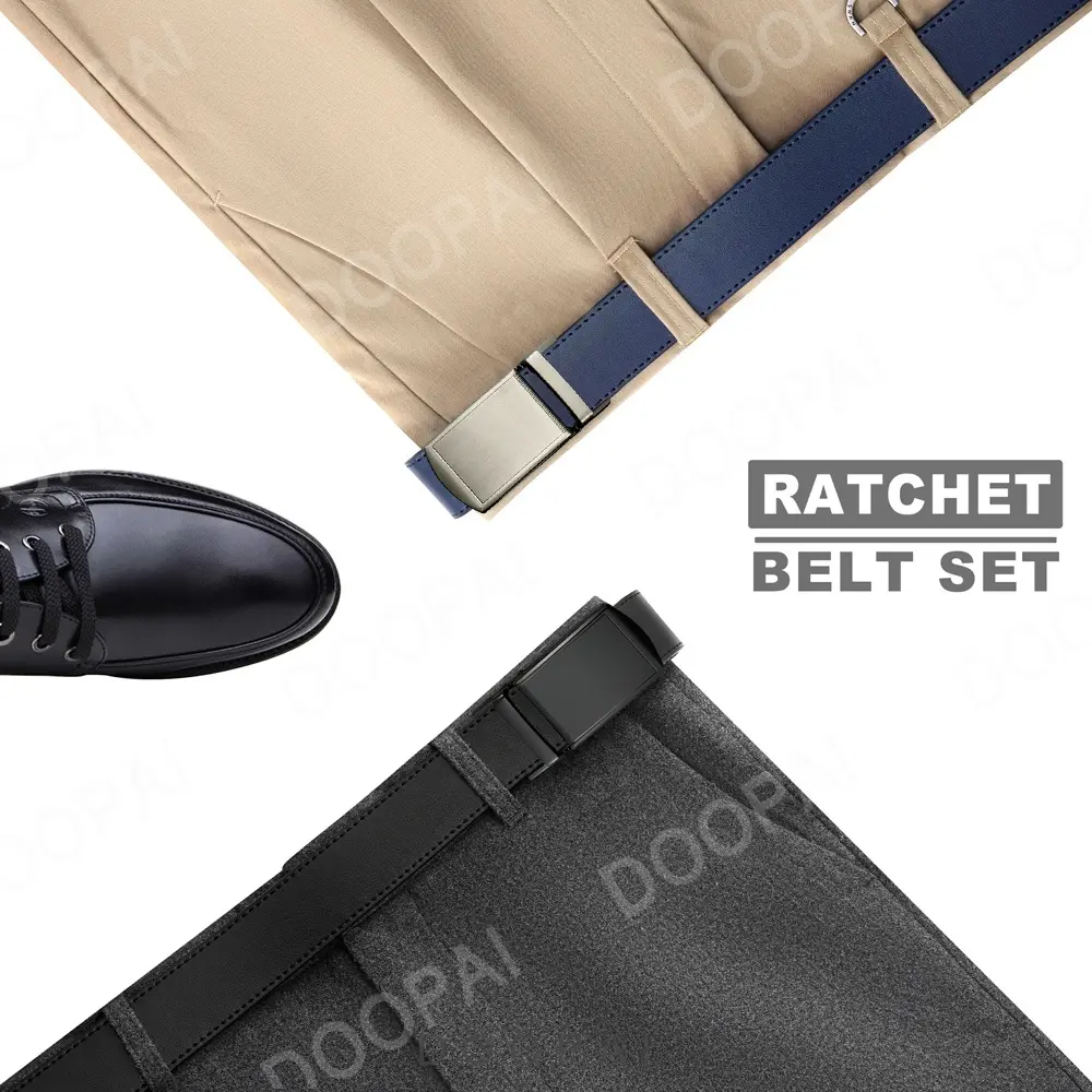 DOOPAI New Mens Belt Hollow Automatic Mens Belt Genuine Leather Luxury Belt  For Men Belt Male Strap Male Metal Automatic Buckle
