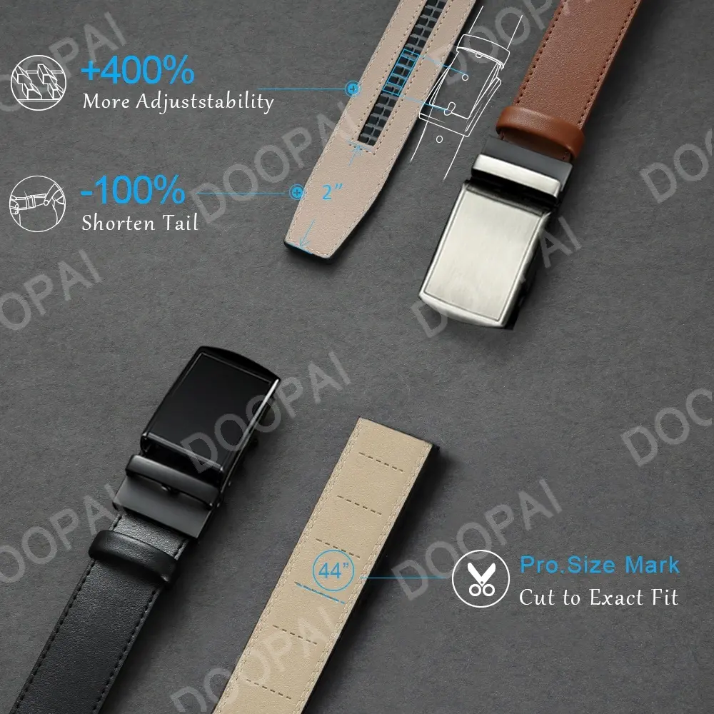 DOOPAI New Mens Belt Hollow Automatic Mens Belt Genuine Leather Luxury Belt  For Men Belt Male Strap Male Metal Automatic Buckle
