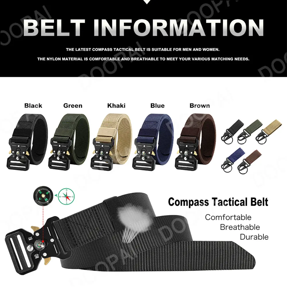 Men's Belt Army Outdoor Hunting Compass Tactical Multi Function Combat Survival Marine Corps Canvas For Nylon Male Luxury Belts