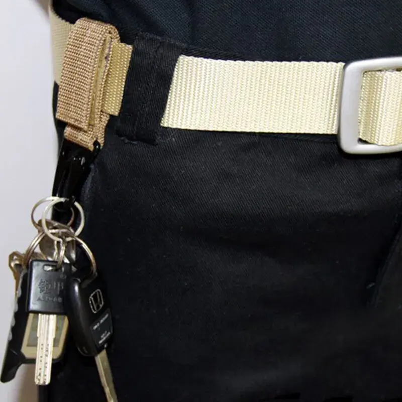 DOOPAI Men's Belt Multi-Function Outdoor Tactical Nylon Webbing Belt Key Hang Buckle Mountaineering Portable Eagle Hook Hook