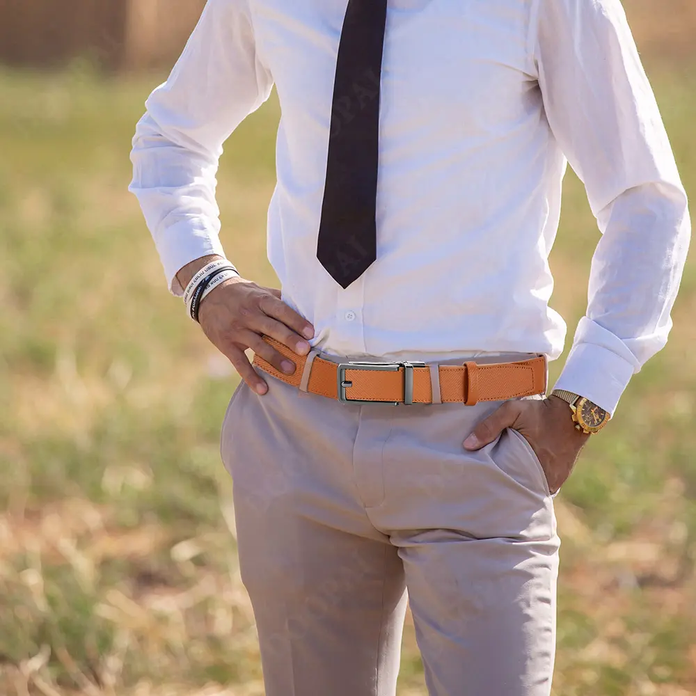 New Metal Anti Pull Ratchet Square Belt Sliding Buckle, High-quality Cowhide Leather High-end Men's Business Belt/waist Belt
