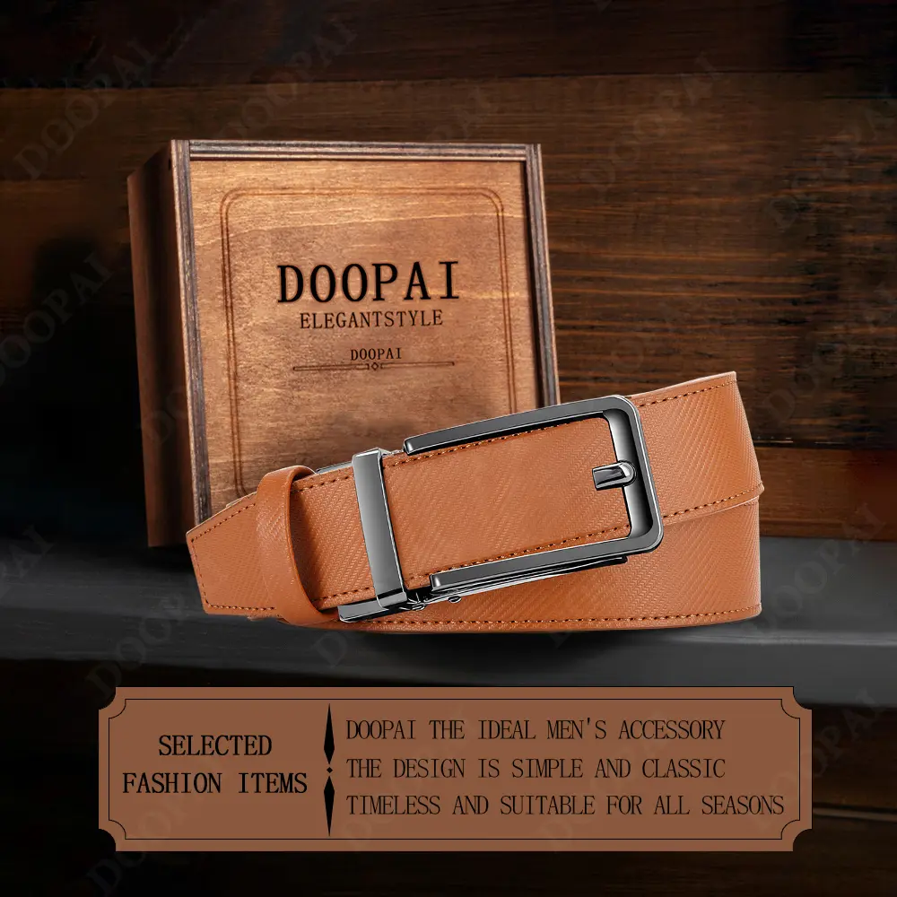 New Metal Anti Pull Ratchet Square Belt Sliding Buckle, High-quality Cowhide Leather High-end Men's Business Belt/waist Belt