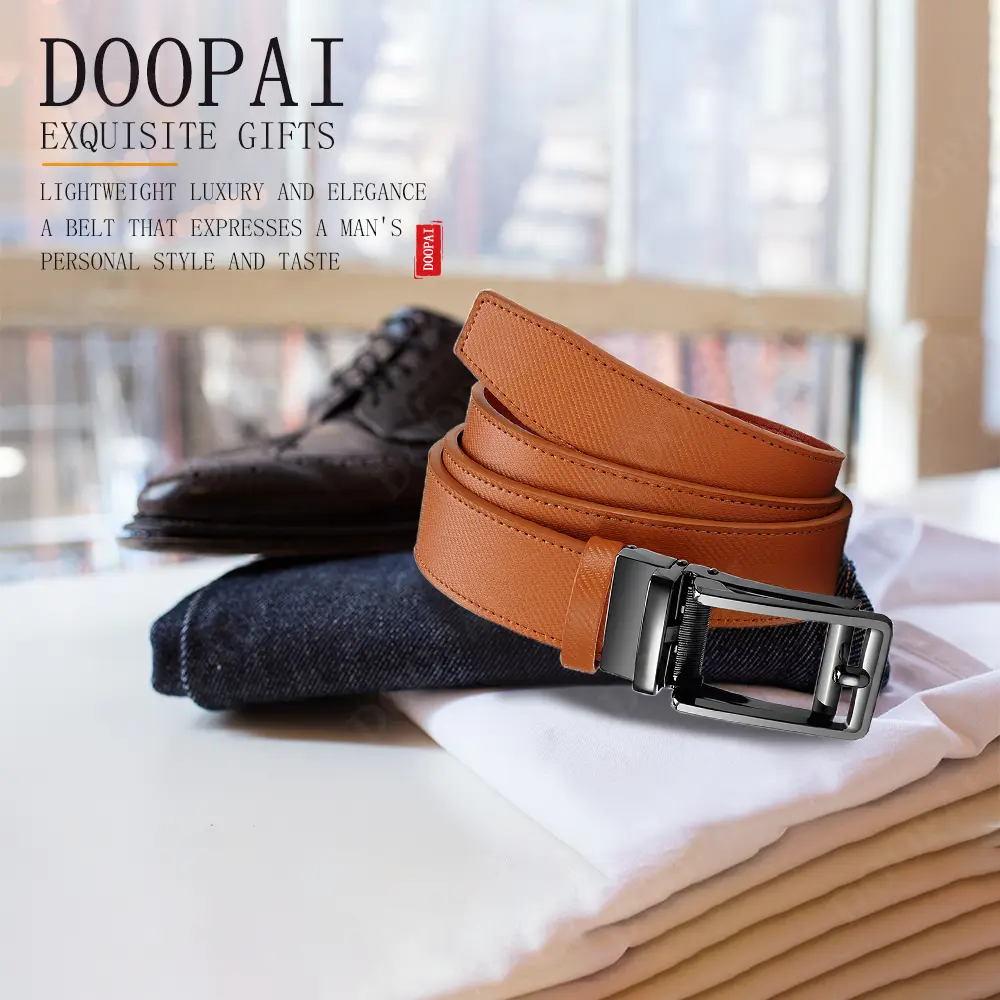 New Metal Anti Pull Ratchet Square Belt Sliding Buckle, High-quality Cowhide Leather High-end Men's Business Belt/waist Belt