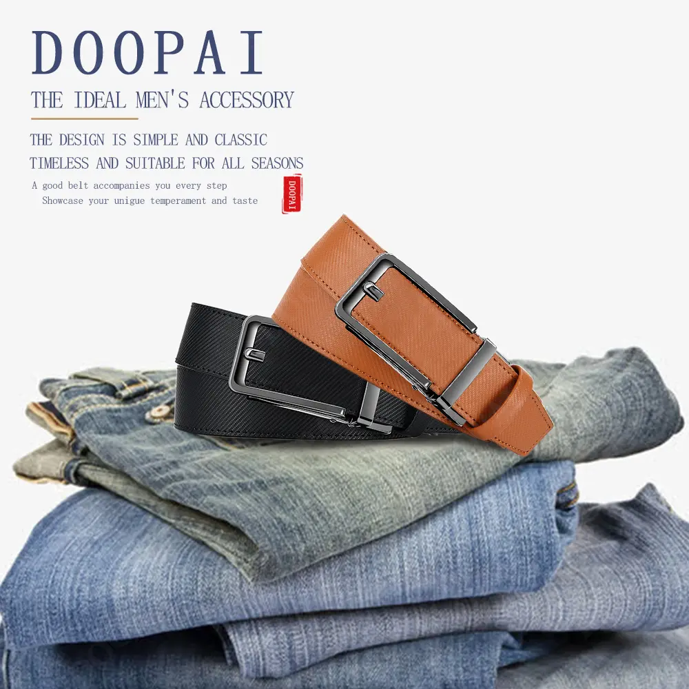 New Metal Anti Pull Ratchet Square Belt Sliding Buckle, High-quality Cowhide Leather High-end Men's Business Belt/waist Belt