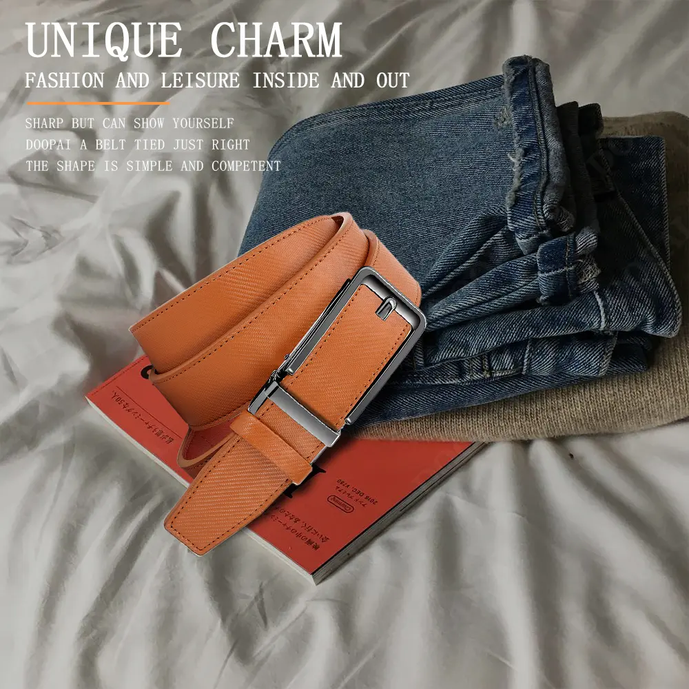 New Metal Anti Pull Ratchet Square Belt Sliding Buckle, High-quality Cowhide Leather High-end Men's Business Belt/waist Belt