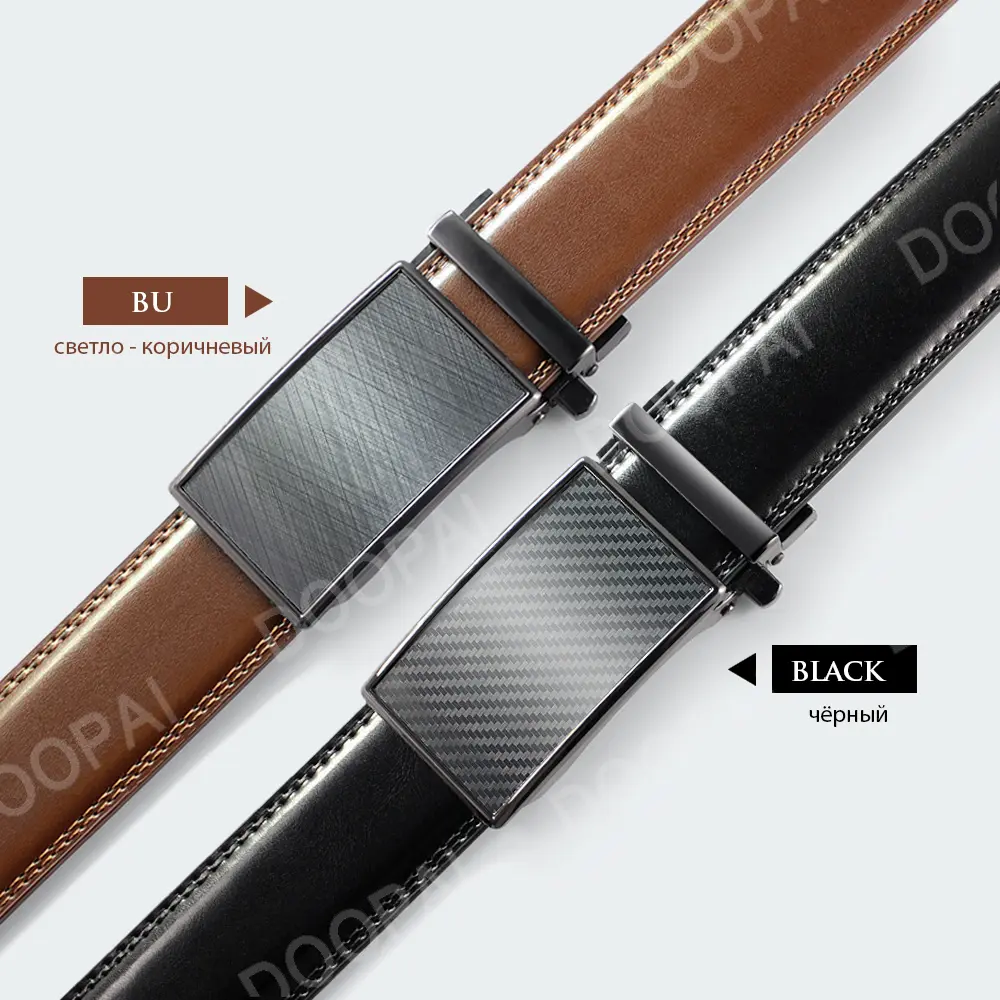 Mens Leather Belt  Automatic Genuine Leather Belts Leisure Fashion Ratchet Belts for Men Pants Waistband Ремень