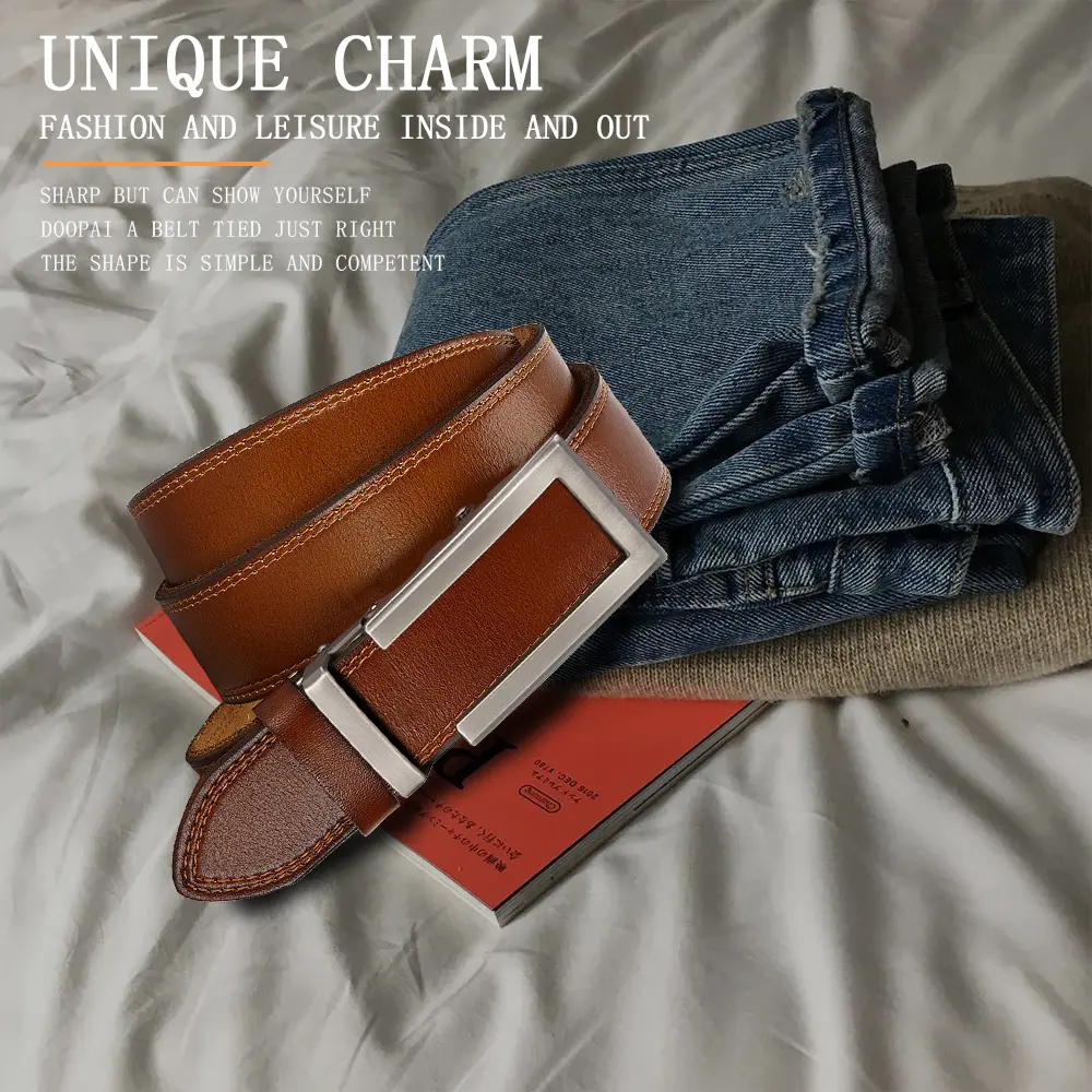DOOPAI 2025 New Men Belts Leather Waist Strap Male Automatic Buckle Waistband Mens High Quality Girdle Belts for Women Men Gifts