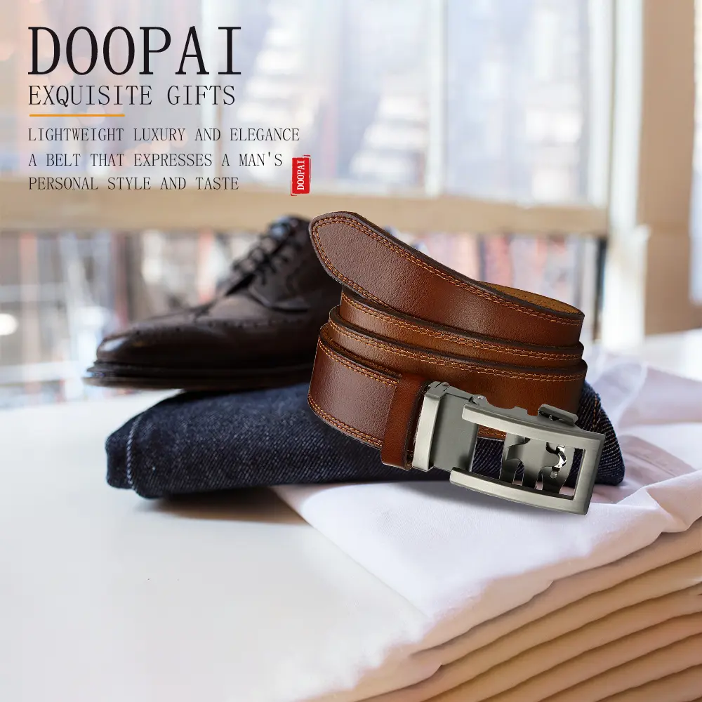 DOOPAI 2025 New Men Belts Leather Waist Strap Male Automatic Buckle Waistband Mens High Quality Girdle Belts for Women Men Gifts