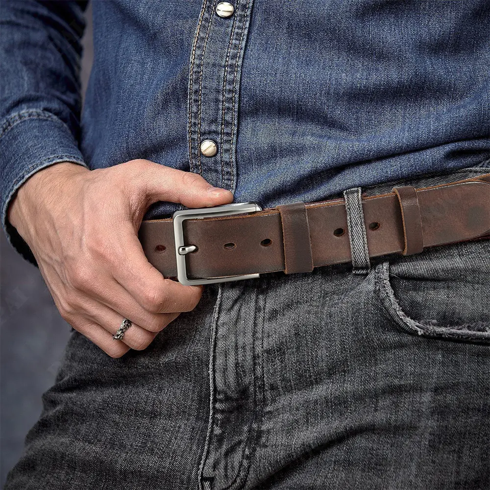 Antique High-quality Metal Needle Buckle, High-quality Top Layer Cowhide Men's Casual Belt/strap with Multiple Colors To Choose