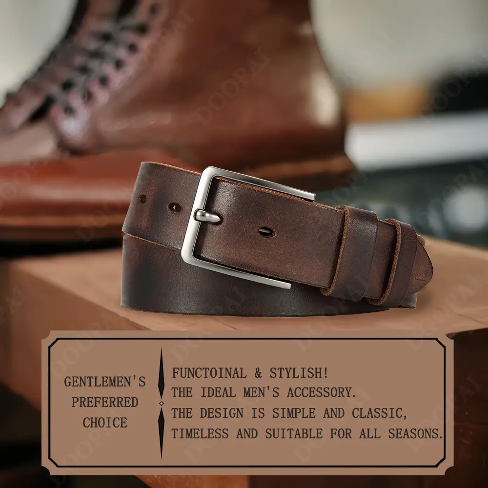 Antique High-quality Metal Needle Buckle, High-quality Top Layer Cowhide Men's Casual Belt/strap with Multiple Colors To Choose