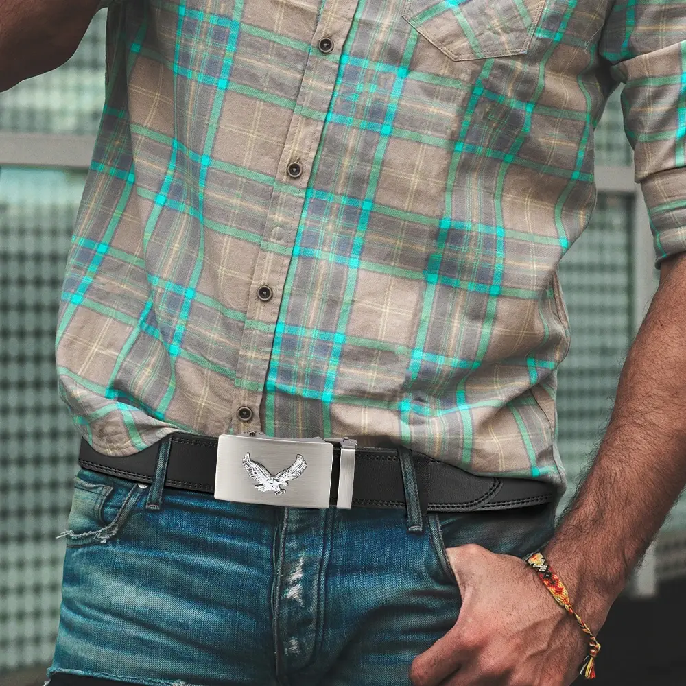 Men's Fashion Belt Metal Automatic Buckle High Quality Classic Cowhide Women's Belt Adjustable Men's Gift 115 125 135