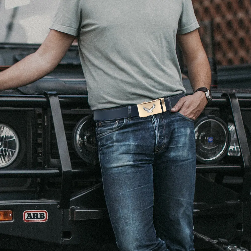 Men's Fashion Belt Metal Automatic Buckle High Quality Classic Cowhide Women's Belt Adjustable Men's Gift 115 125 135