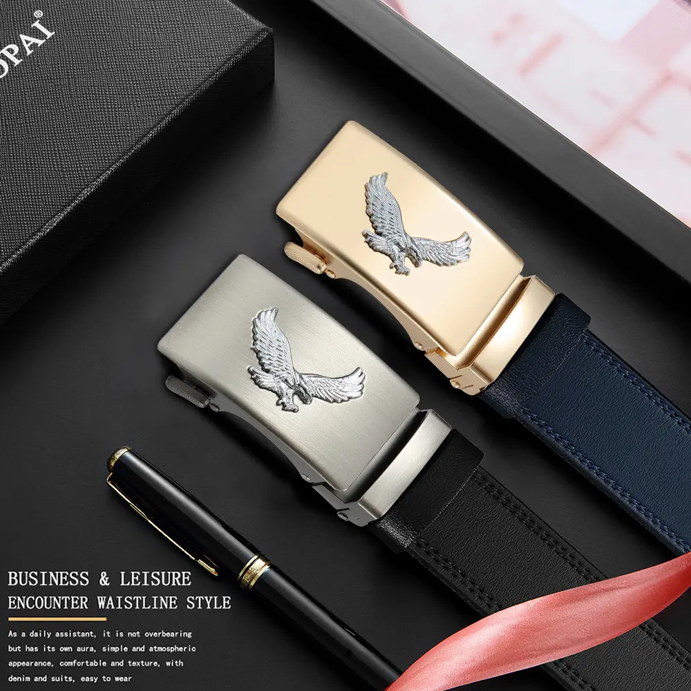 Men's Fashion Belt Metal Automatic Buckle High Quality Classic Cowhide Women's Belt Adjustable Men's Gift 115 125 135