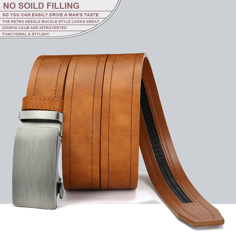 Men's Belt Metal Luxury Brand Automatic Buckle High-quality PU Leather High-quality Men's Business Casual Belt Multi-color