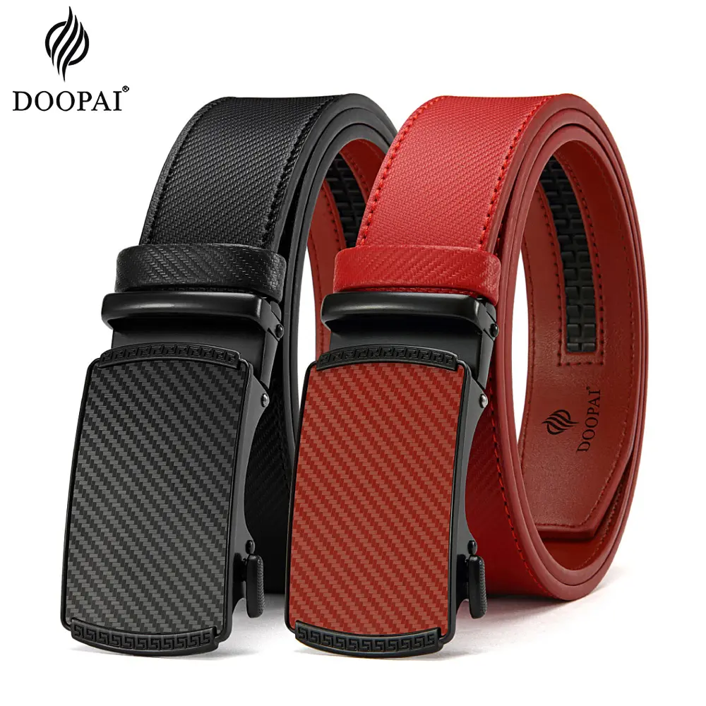 DOOPAI Leather Waist Strap Male Automatic Buckle Waistband Mens High Quality Girdle Belts For Women Men Gifts