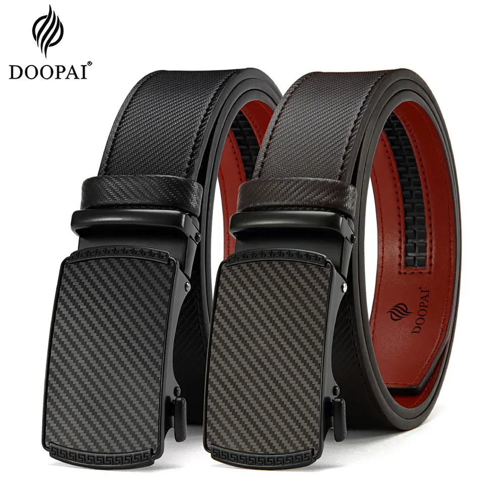 DOOPAI Leather Waist Strap Male Automatic Buckle Waistband Mens High Quality Girdle Belts For Women Men Gifts