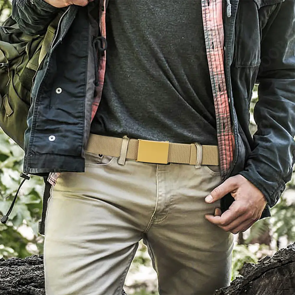 Men Female Belts Military Nylon Adjustable Belt Outdoor Travel Tactical Waist Belt with Plastic Buckle for Pants 125cm