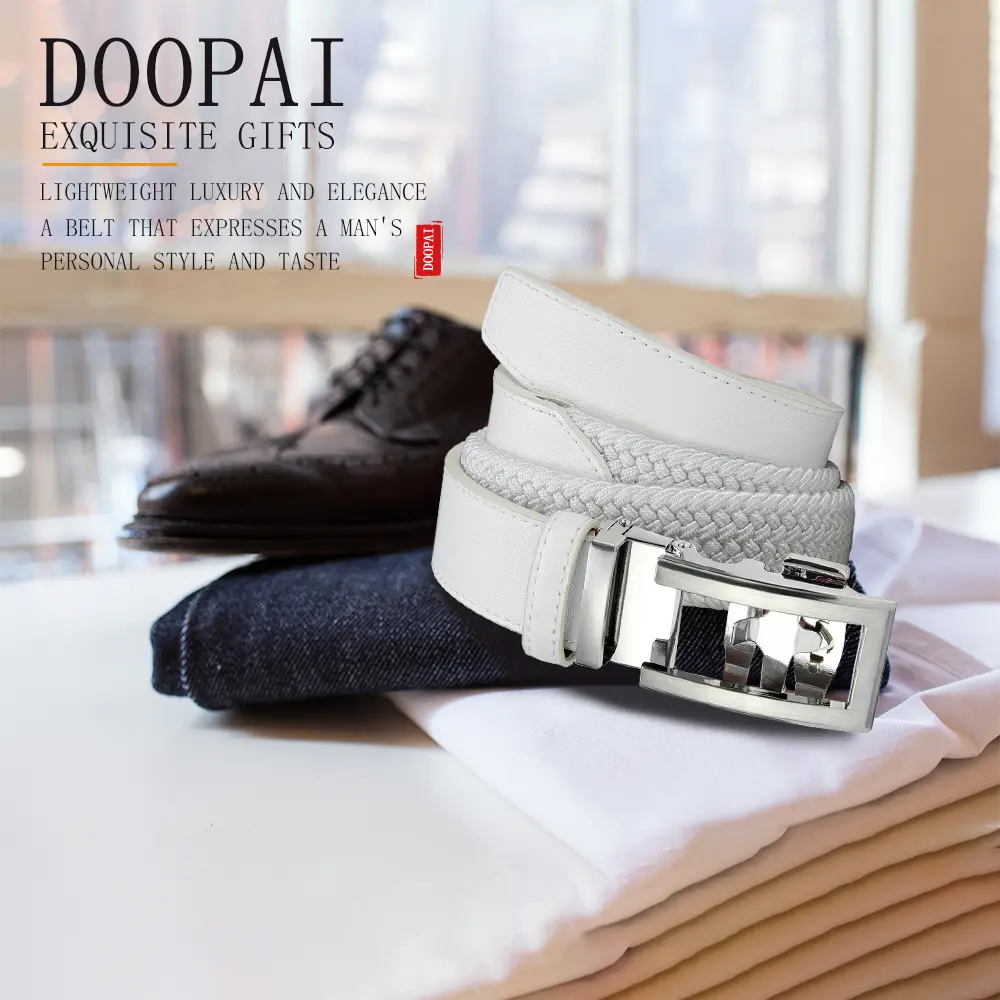 DOOPAI Luxury Belt for Men high quality Leather Belt Metal Automatic buckle Famous Brand Belts for Jeans Men elasticity Belt