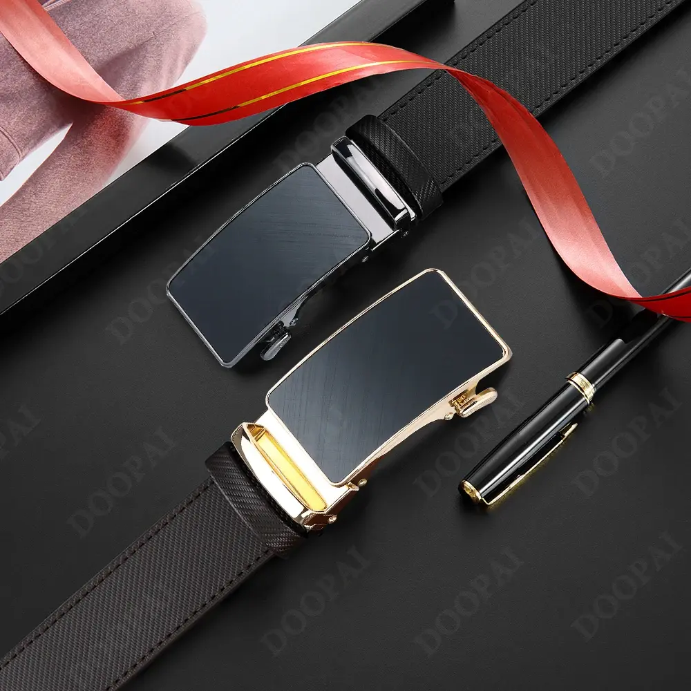 Mens Belt Genuine Leather Luxury Belt Metal Automatic Alloy Buckle Fashion Ratchet Belts for Men Cowhide High Quality Belt