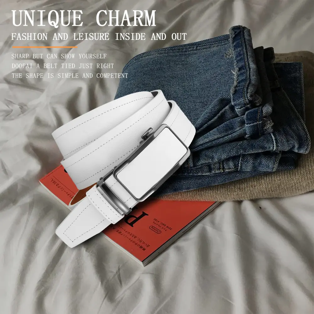 Automatic Buckle Belt for Men Famous Brand Business Belt Men High-quality PU Leather Waist Straps Black Male Jeans Belts for Men
