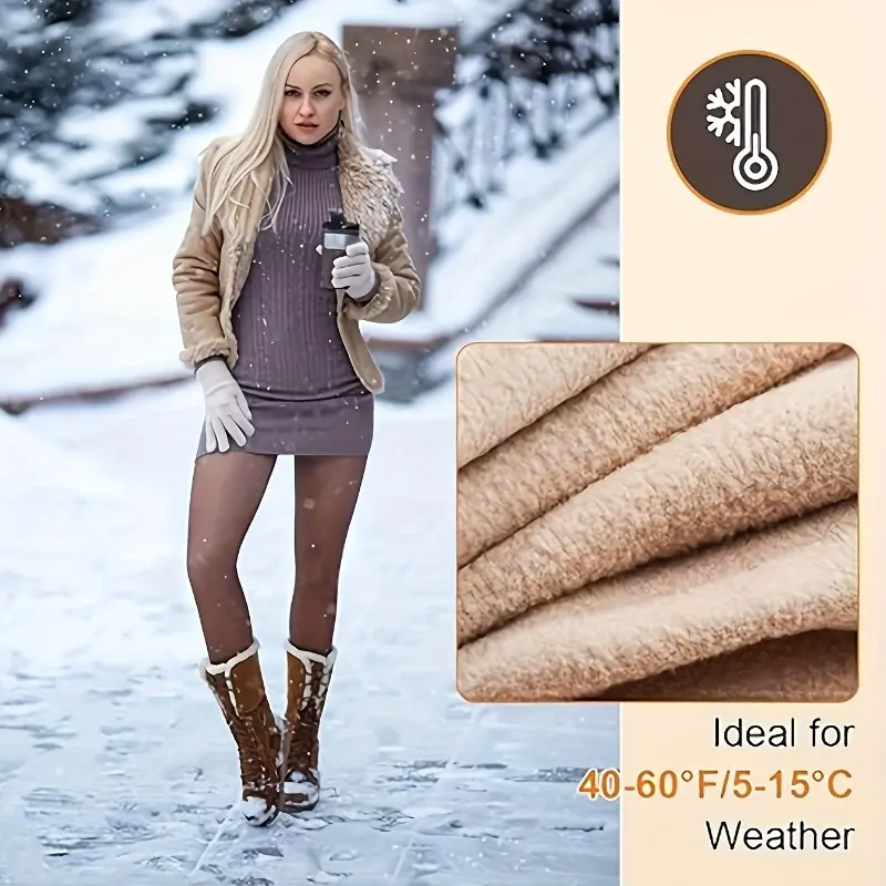 Thicken Thermal Tights Pantyhose For Women Winter Warm Fleece Velvet Thermo Stockings Tights Sexy Translucent Pantyhose Female