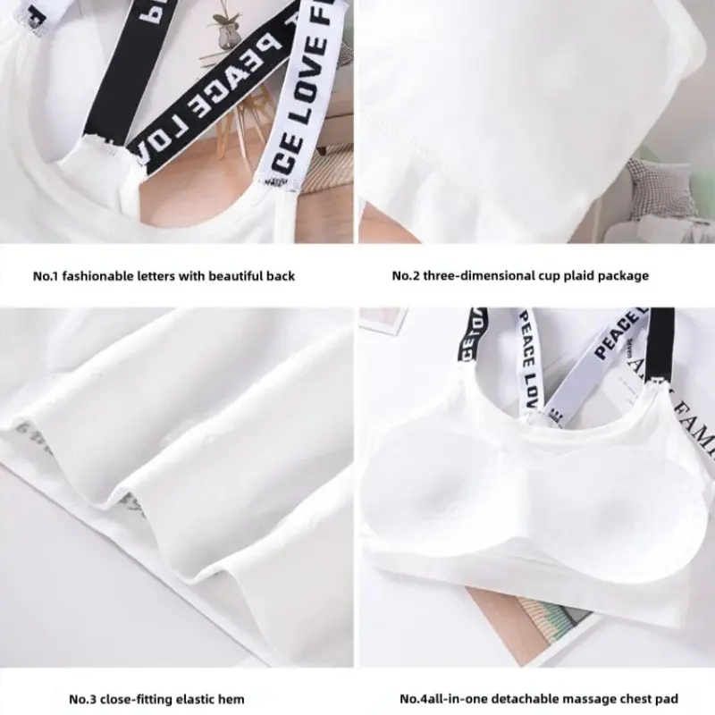 Fashion Tank Tops Sports Underwear Women Yoga Fitness Seamless Crop Top Wide Letter Straps Comfortable Workout Activewear