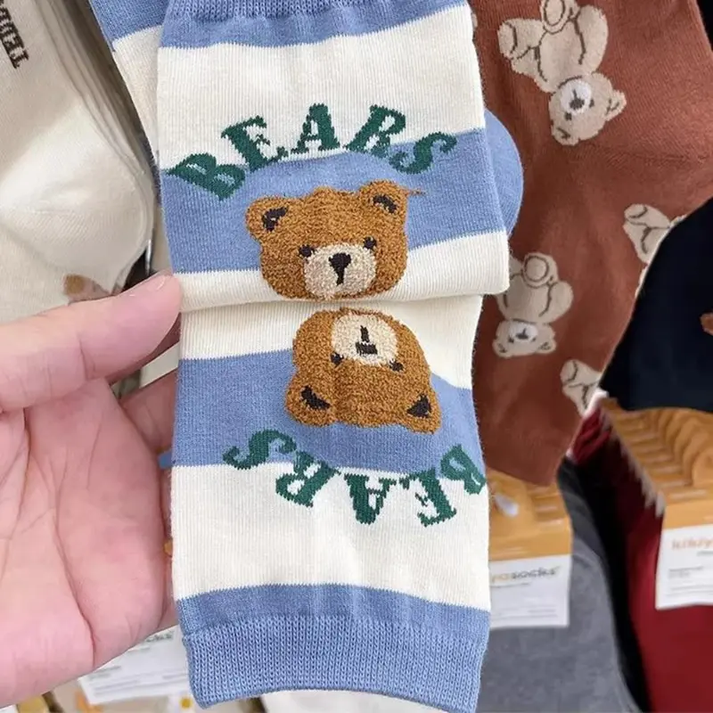 1/5 Pairs Cute Cartoon Bear Women Socks Comfortable Korean Harajuku Skateboard Girl Socks Novelty Breathable Sox Christmas Gift