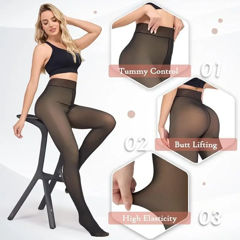 Thick Thermal Tights For Women Sexy Translucent Slim Fleece Tights Warm Velvet Pantyhose Female Plus Size Thermal Leggings