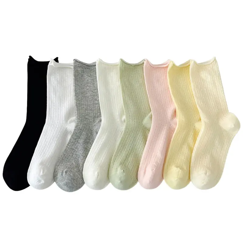 1 Pair Women Cotton Socks Thin Summer New Candy Color Hollow Out Loose Socks Women's Casual Basic Sweet Girls Fashion Long Socks