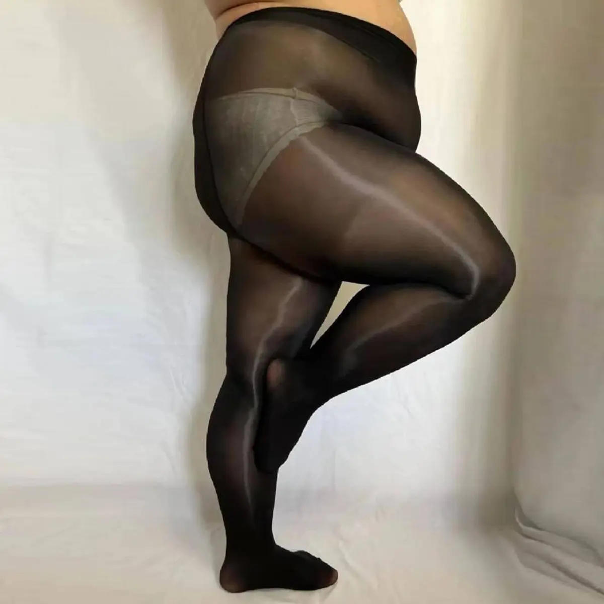 Plus Size Pantyhose For Women Spring Summer High Waist Elastic Non Slip Shiny Oil Tights Leggings Fitness Compression Stockings